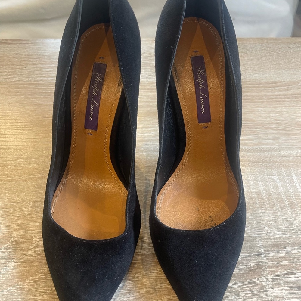 RALPH LAUREN Purple Label Celia Black Suede Leather Stiletto 6 US ITALY 36B